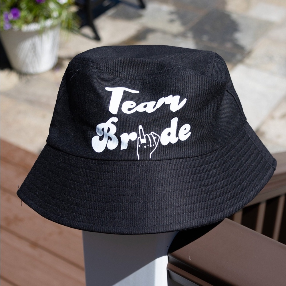Black Team Bride Bucket Hat, Bride Bridal Accessories, Bridesmaid Bachelorette